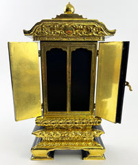 Vintage Premium Black Memorial Tablet (Ihai) with Golden Trim