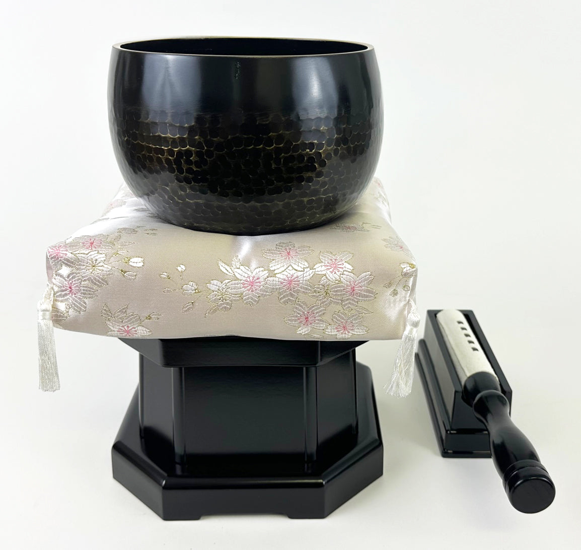 No. 6 Bell (7.75" Diameter) with Pink Sakura Cushion and Cherry Color / Dark Burgandy Base