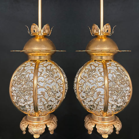Vintage Extra Large Gold Hanging Lanterns
