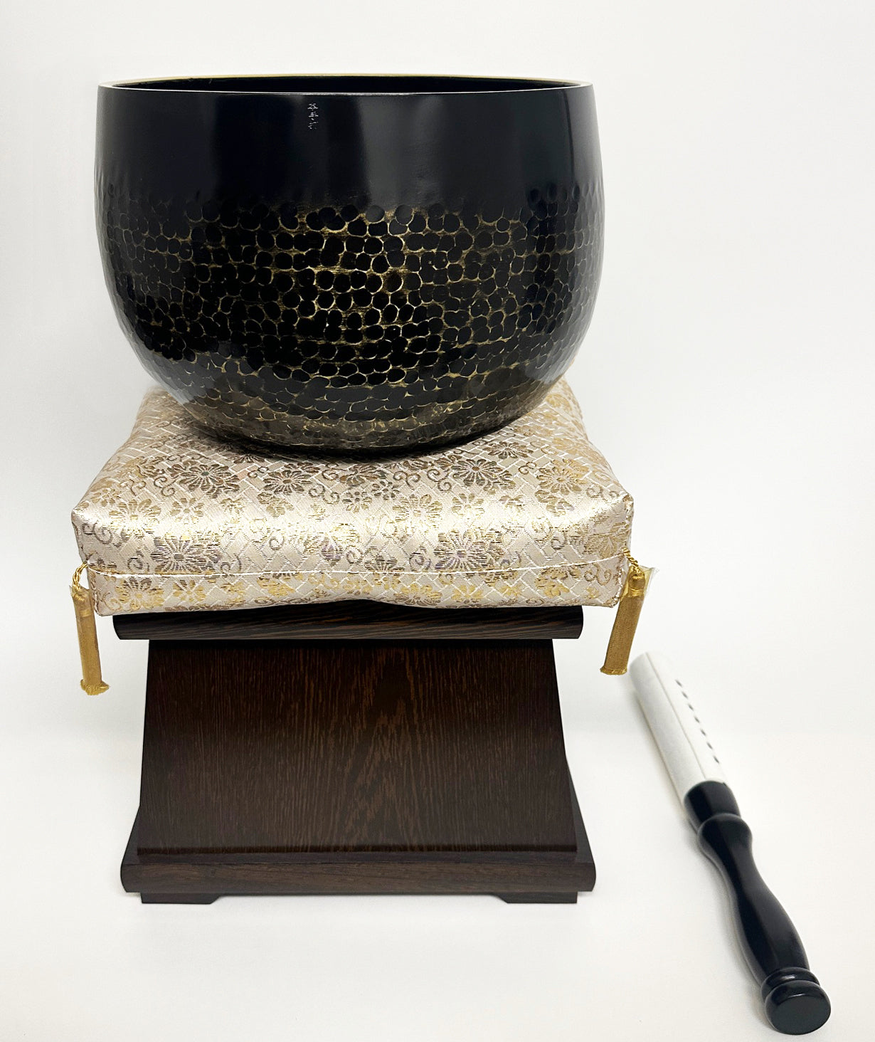 No. 8 Hand Pounded Bell (9.5" Diameter) with Gold Cushion and Premium Ironwood Base