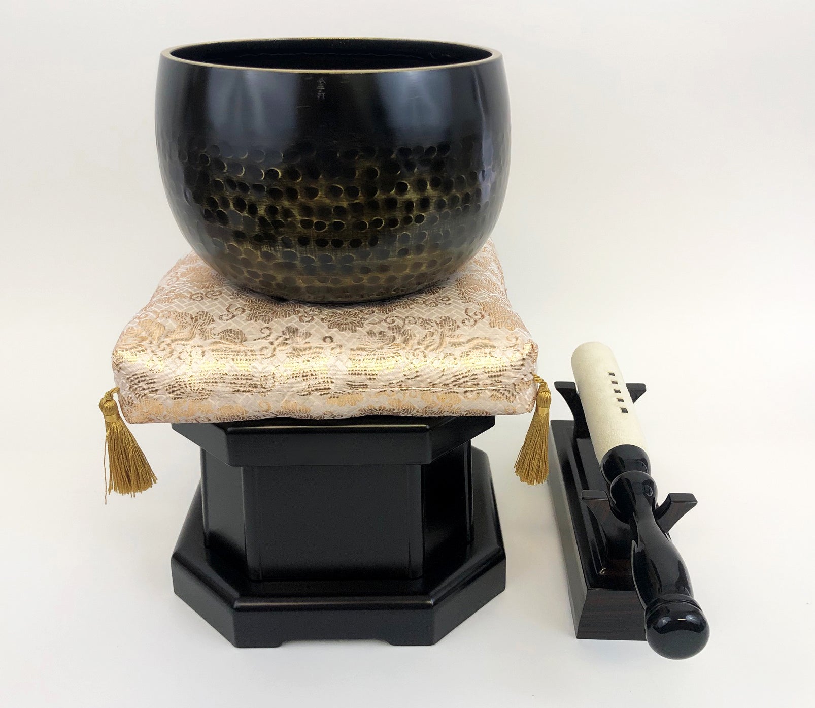 No. 6 Bell (7.75" Diameter) with Gold Floral Cushion and Dark Ebony/Black Base