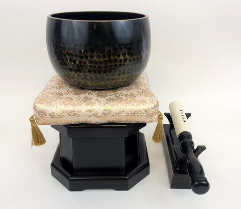 No. 6 Bell (7.75" Diameter) with Gold Floral Cushion and Dark Ebony/Black Base