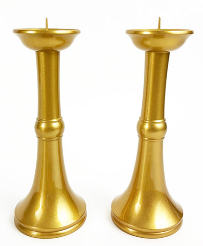 Premium 7.5" H Gold Tone Candle Stands Set
