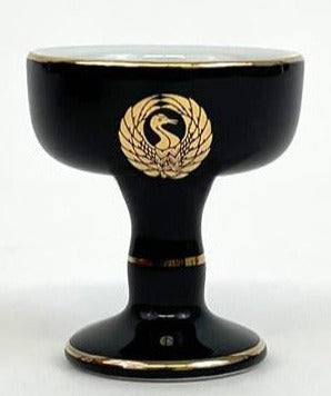 Black Ceramic Rice Cup with Crane Logo