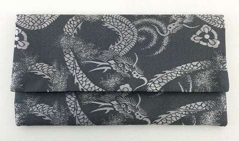 Gray Dragon Kimono Fabric Beads Case (Large)