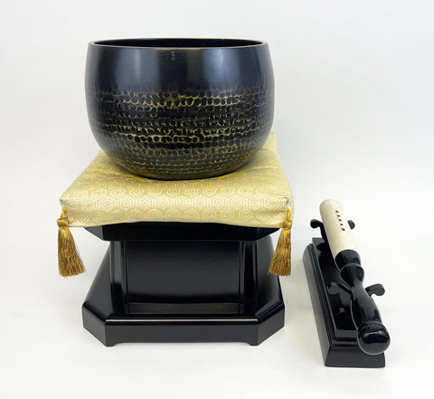 No. 7 Bell (8.5" Diameter) with Hexagonal Patterned Gold Cushion and Black Ebony Base