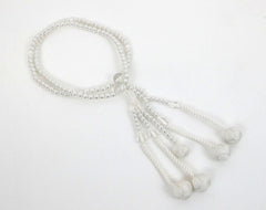 White Pearl Beads with Knitted Tassels