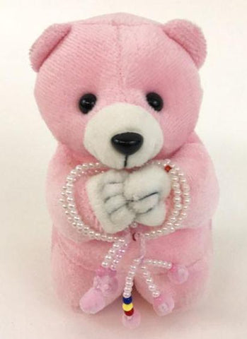 Medium Pink Praying Bear with S.G.I. Logo Mini Beads