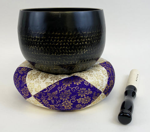 No. 10 Bell (13" Diameter) with White & Purple Embroidered Round Cushion