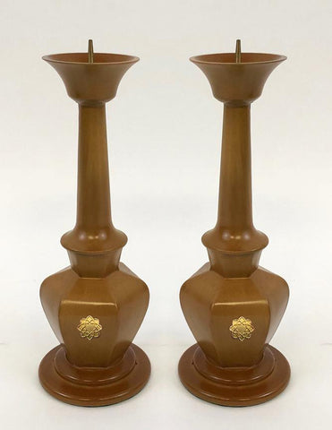7" H Brown Candle Stands Set with S.G.I. Logo