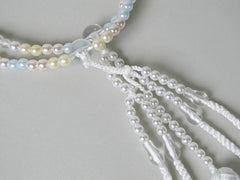 Pastel Pearl Beads with Knitted Tassels