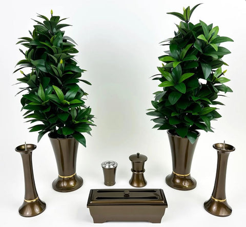 Large 7 Piece Premium Brown (Metal) Butsugu Set