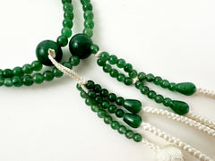 Jade Stone Beads with Knitted Tassels