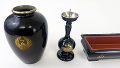 Used 6 Piece Taupe Colored Metal Butsugu Set Med-Lrg