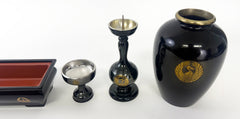 Used 6 Piece Taupe Colored Metal Butsugu Set Med-Lrg