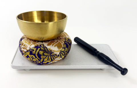 No. 2.3 (2.7" Diameter) Purple and White Cushion Bell Set with White Base