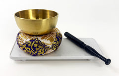 No. 2.3 (2.7" Diameter) Purple and White Cushion Bell Set with White Base