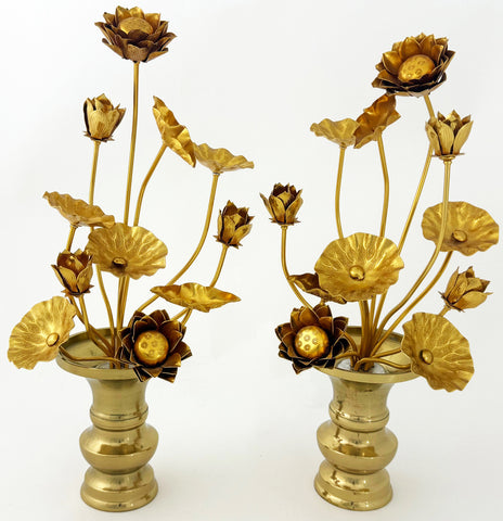 Vintage Medium/Large 11 Piece Lotus Flower - Classic Style (12.5" Tall with Vases)