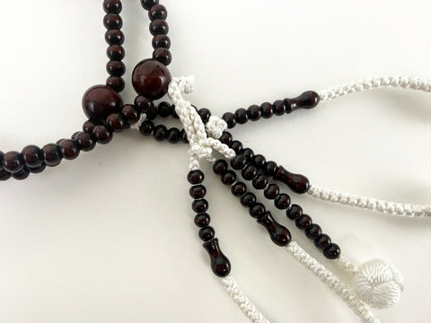 Red Plum Wood Beads with Knitted Tassels