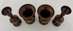 Vintage Bronze 4 Piece Butsugu Set with Crane Logo
