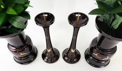 Vintage Premium Large 4 Piece Dark Cherry Burgandy Colored Butsugu Set with Flying Crane