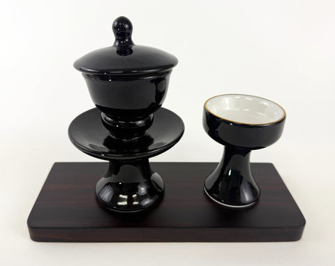 7.75" L Small Ebony Flat Water Cup Table