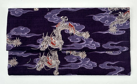 Purple Dragon Print Kimono Fabric Beads Case (Large)