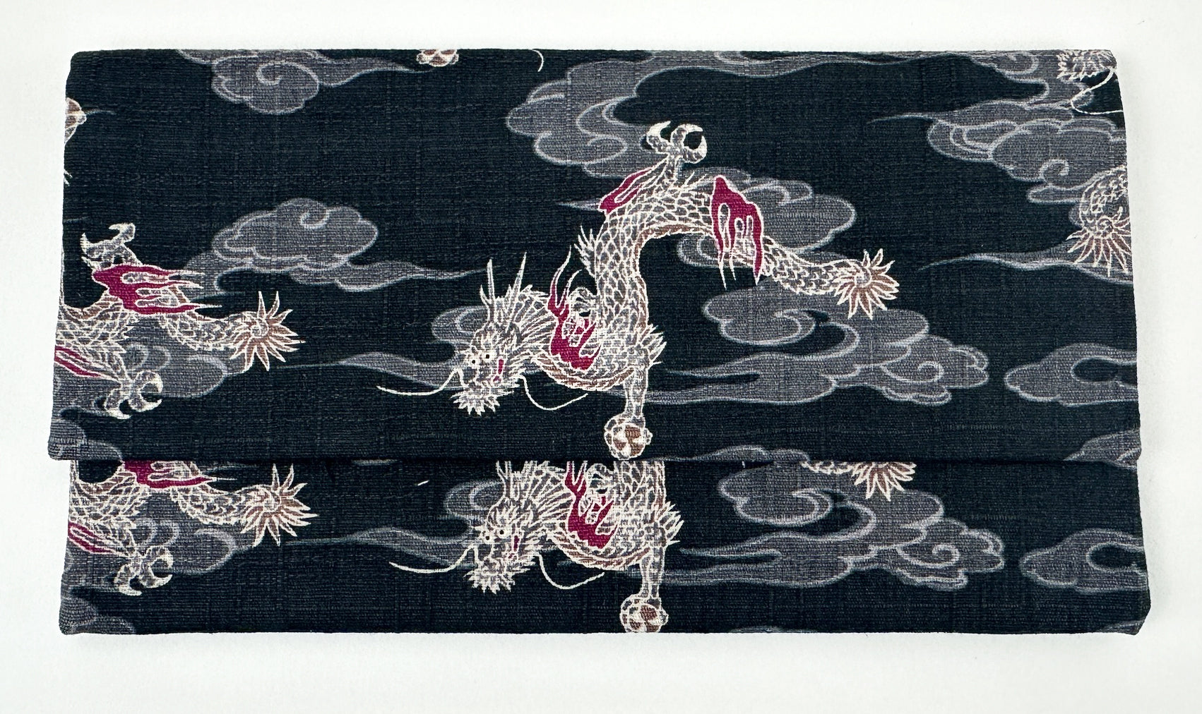 Gray Dragon Print Kimono Fabric Beads Case (Large)