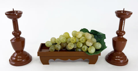 Brown Fruit Dish Water Cup Table & Candle Stand Set