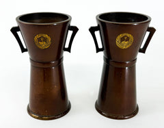 Vintage 6" H Brown Vases with Crane Logo