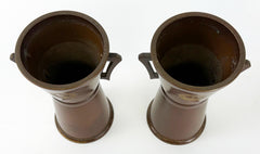 Vintage 6" H Brown Vases with Crane Logo