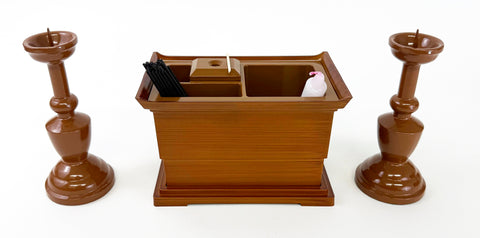 Brown Candle / Incense Keeper & Candle Stand Set