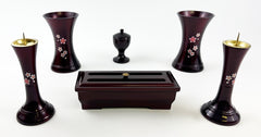 6 Piece Cherry (Metal) Butsugu Set with Sakura Flowers Design