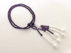 Purple Crystal Beads with Knitted Tassels