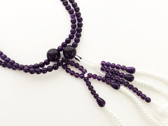 Purple Crystal Beads with Knitted Tassels