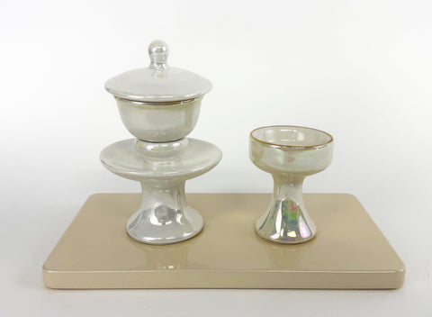 8" L Large Glossy White Flat Water Cup Table