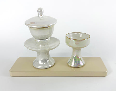 8" L Small Glossy White Flat Water Cup Table