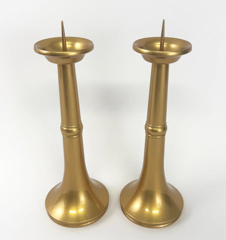 Premium 10.75" H Gold Tone Candle Stands Set