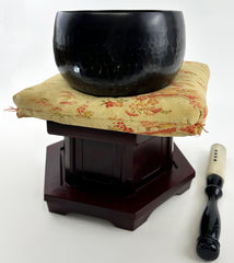 Vintage No. 6 Bell (7.75" Diameter) with Pink Sakura Cushion and Cherry Ebony Base