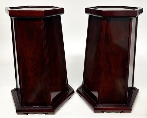 Vintage 17.75" Tall Cherry Wood Vase Stands