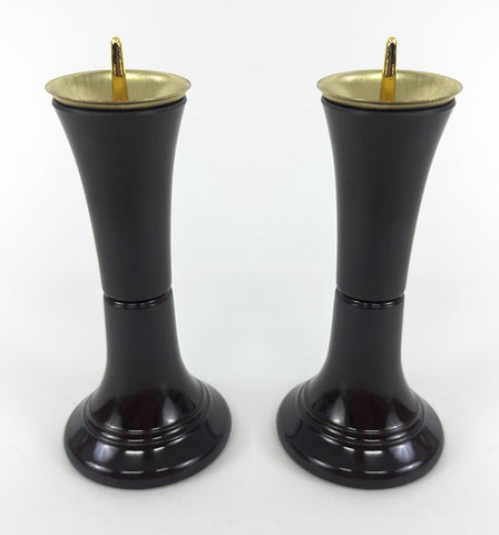 5.5" H Brown Candle Stands Set