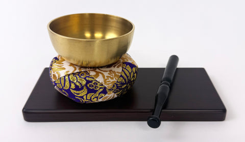 No. 2.3 (2.7" Diameter) Purple and White Cushion Bell Set with Red Sandalwood Base