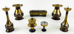 Large 7 Piece Suimei Bokashi Premium Butsugu Set with Flying Cranes