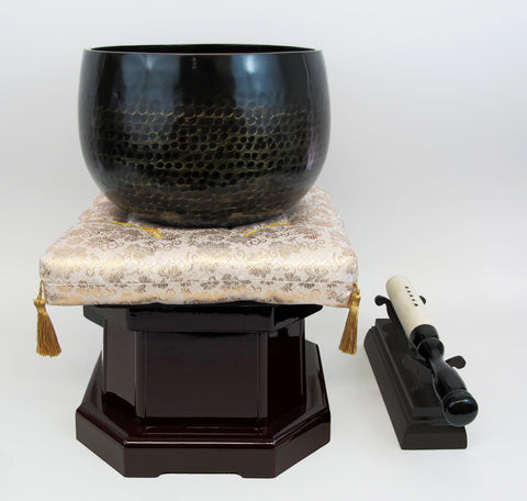 No. 8 Bell (9.5" Diameter) with Gold Floral Cushion and Cherry Base Set