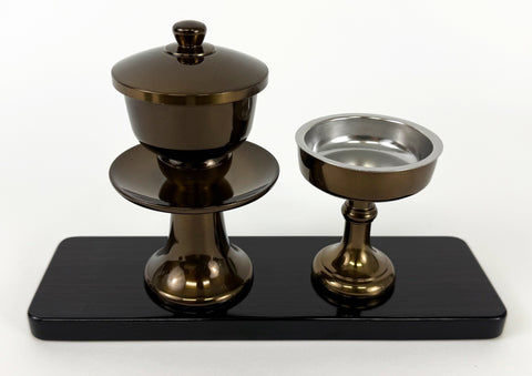 8" L Small Glossy Ebony Water Cup Table