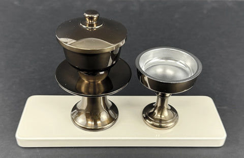 8" L Small Glossy White Flat Water Cup Table