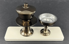 8" L Small Glossy White Flat Water Cup Table