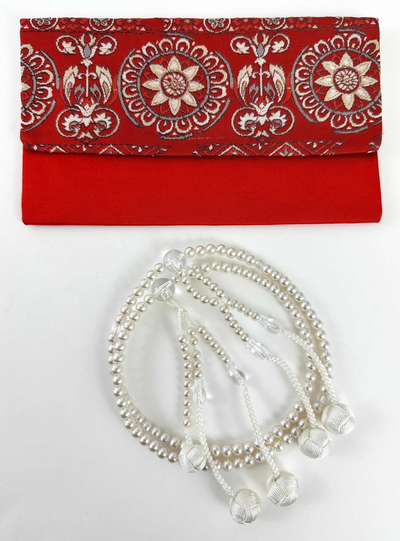 White Pearl Beads with Knitted Tassels Set - Large Beads (Large Beads Case) #2