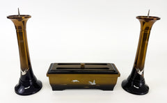 3 Piece Premium Bokashi Butsugu Set with Flying Cranes
