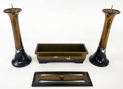 3 Piece Premium Bokashi Butsugu Set with Flying Cranes